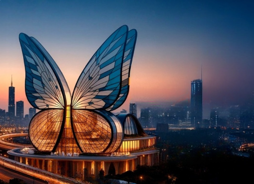 Iconic Butterfly Architectural Landmark structure